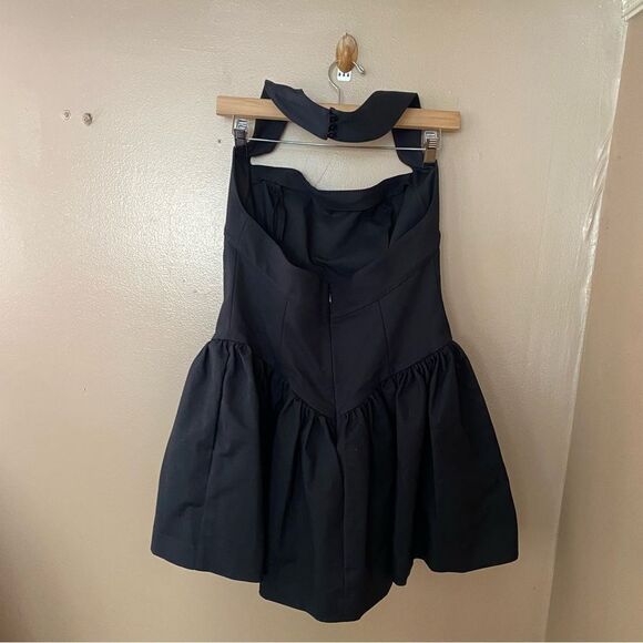 NWT HELSA Faille Halter Mini Dress Black ballerina party Revolve Sz L - Picture 9 of 10